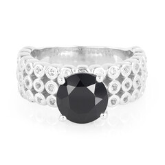 Black Spinel Silver Ring