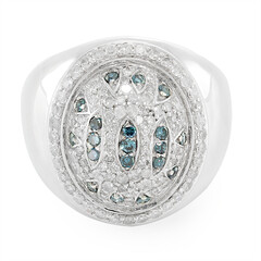 Blue Diamond Silver Ring