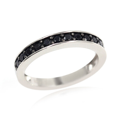 Black Spinel Silver Ring