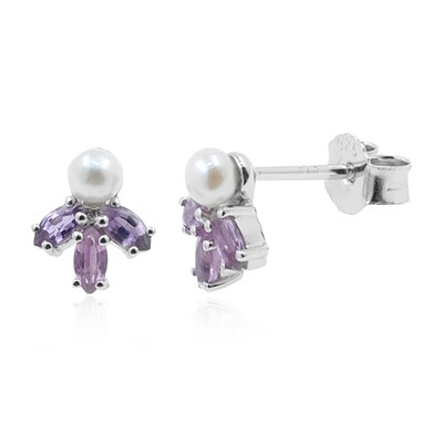 Unheated Ceylon Purple Sapphire Silver Earrings