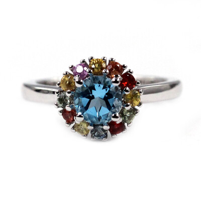 Swiss Blue Topaz Silver Ring