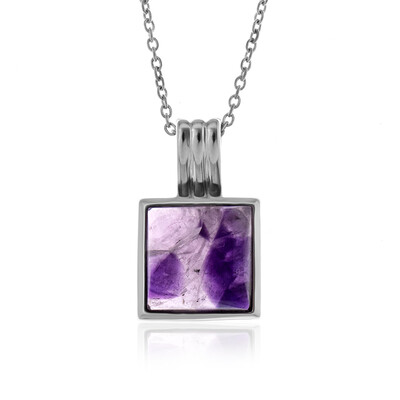 Chevron Amethyst Silver Necklace