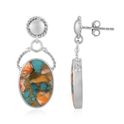 Multi Gem Silver Earrings