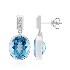 Swiss Blue Topaz Silver Earrings (Pallanova)