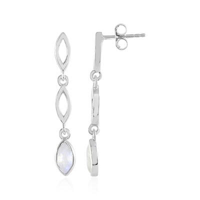 Rainbow Moonstone Silver Earrings