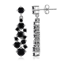 Black Spinel Silver Earrings