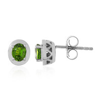 Ceylon Green Zircon Silver Earrings