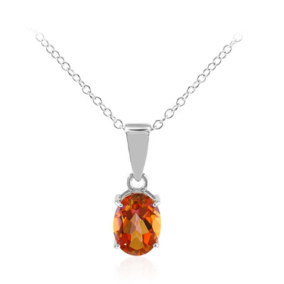 Peach-coloured mystic quartz crystal Silver Necklace