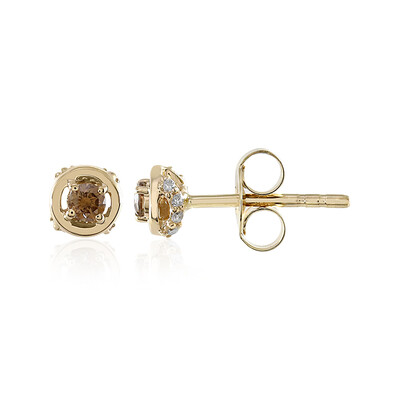 9K I2 Champagne Diamond Gold Earrings