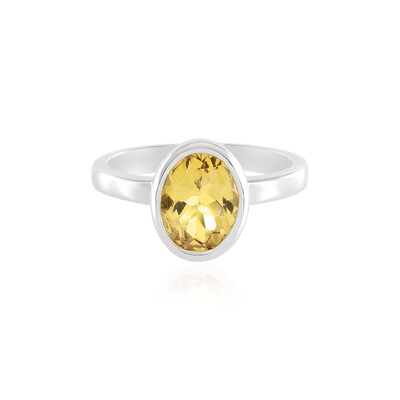 Yellow Beryl Silver Ring