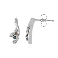 I3 Blue Diamond Silver Earrings