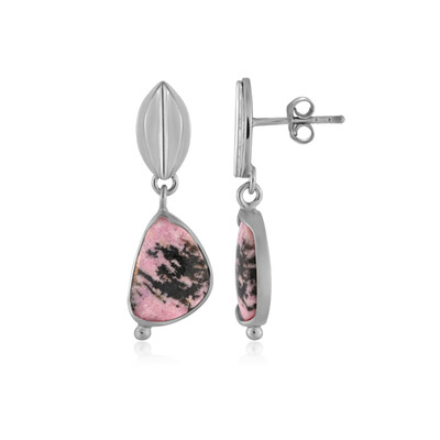 Sulavesi Rhodonite Silver Earrings (Bali Barong)