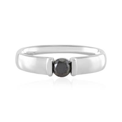 Black Diamond Silver Ring