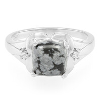 Snowflake Obsidian Silver Ring