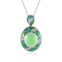 Green Chalcedony Silver Necklace (Adela Silber)