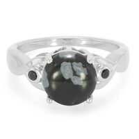 Snowflake Obsidian Silver Ring