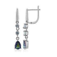 Mystic Blue Quartz Silver Earrings