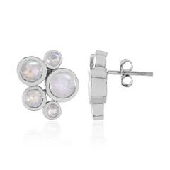 Rainbow Moonstone Silver Earrings