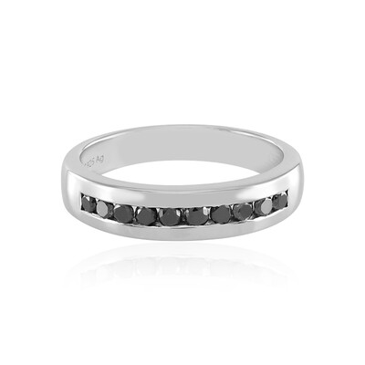 Black Diamond Silver Ring