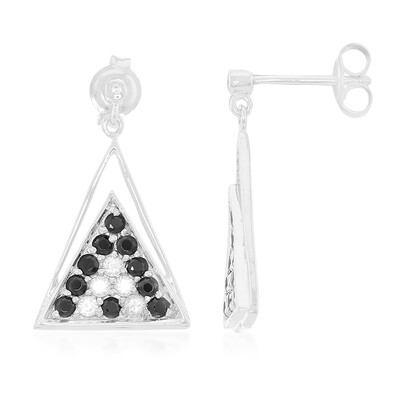 Black Spinel Silver Earrings