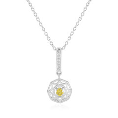 I2 Yellow Diamond Silver Necklace