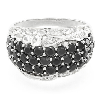 Black Spinel Silver Ring