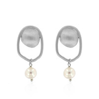 White Freshwater Pearl Silver Earrings (Joias do Paraíso)