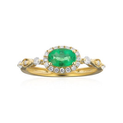 14K AAA Zambian Emerald Gold Ring (CIRARI)