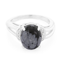 Snowflake Obsidian Silver Ring