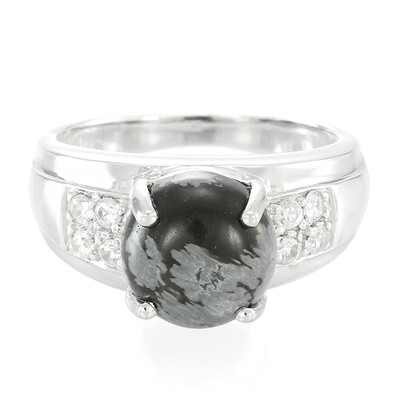 Snowflake Obsidian Silver Ring