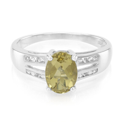 Olive Quartz Silver Ring