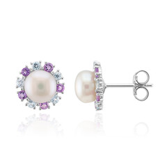 White Freshwater Pearl Silver Earrings (Michelle Albala)