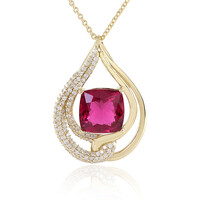 14K AAA Brazilian Rubelite Gold Necklace (de Melo)