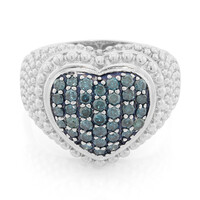 Blue Diamond Silver Ring