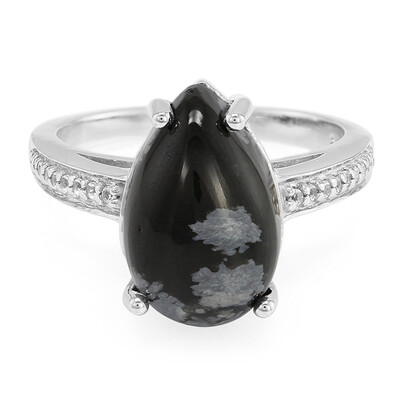 Snowflake Obsidian Silver Ring