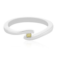 I3 Yellow Diamond Silver Ring