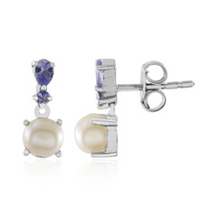 White Freshwater Pearl Silver Earrings