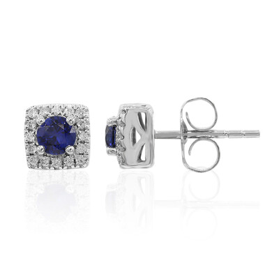 10K Ceylon Blue Sapphire Gold Earrings