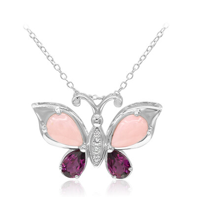 Pink Opal Silver Necklace