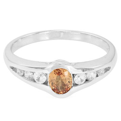 Orange Sapphire Silver Ring