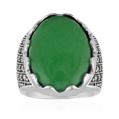 Green Agate Silver Ring (Annette classic)