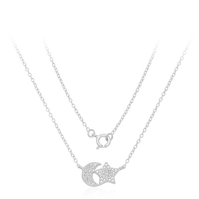 Salt and Pepper Diamond Silver Necklace