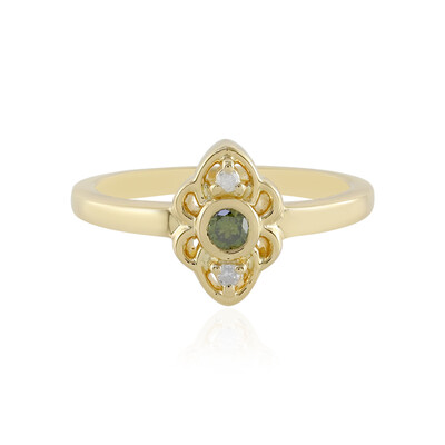 I3 Green Diamond Silver Ring