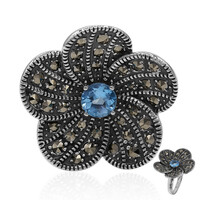 Swiss Blue Topaz Silver Ring (Annette classic)