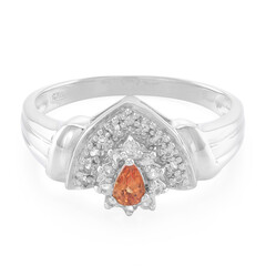 Orange Sapphire Silver Ring