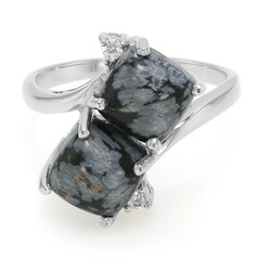 Snowflake Obsidian Silver Ring