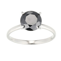 Black Spinel Silver Ring