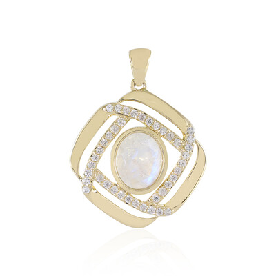 9K AAA Rainbow Moonstone Gold Pendant