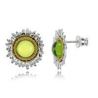 Colombian green Amber Silver Earrings