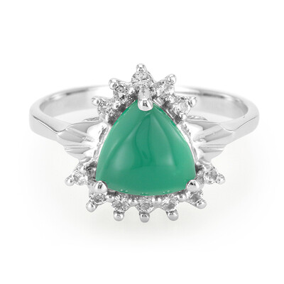 Green Chalcedony Silver Ring